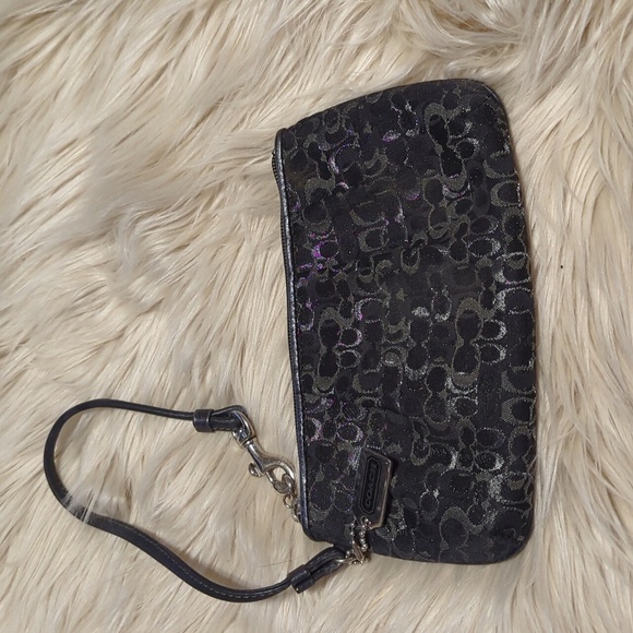 Coach Handbags - Small Black shimmery Coach wristlet wallet